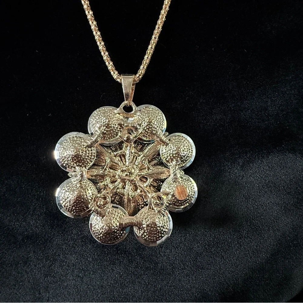 Betsey Johnson Blue and Gold Floral Necklace